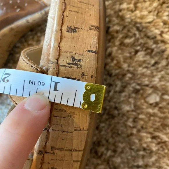 Womens BOC Leather Strappy Sandals size 9 Cork Heel - Picture 9 of 9